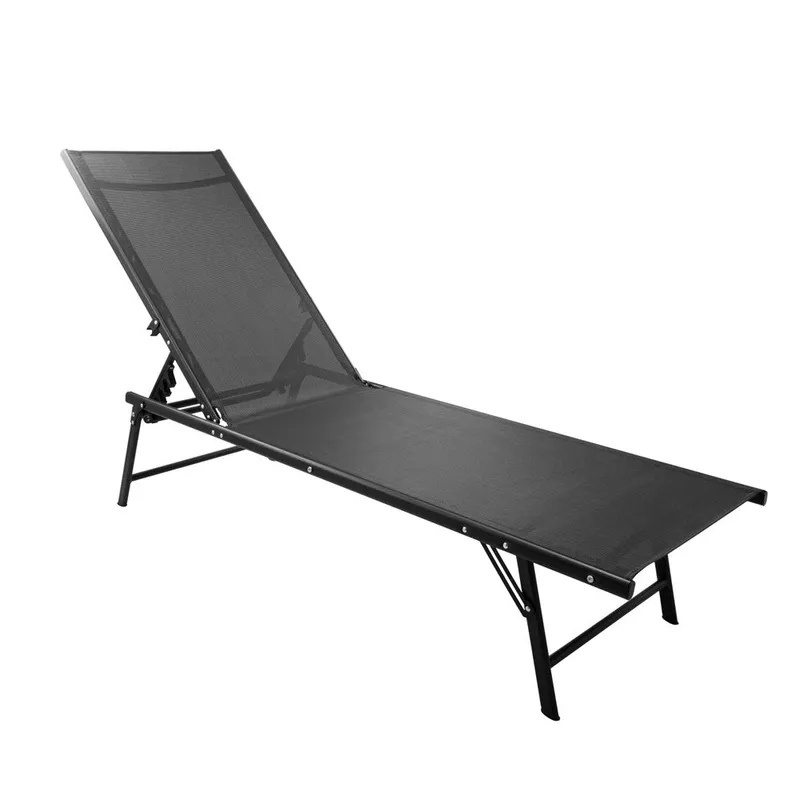 Chaise longue pliante en textilène noir