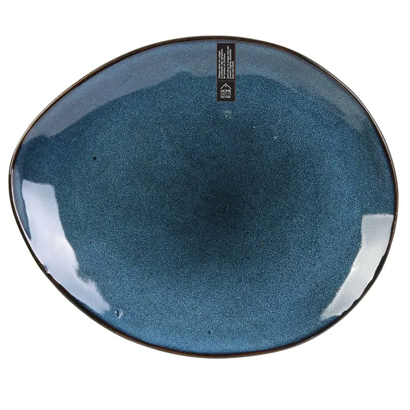Assiette bleu galet 27.5X23CM au gres du temps