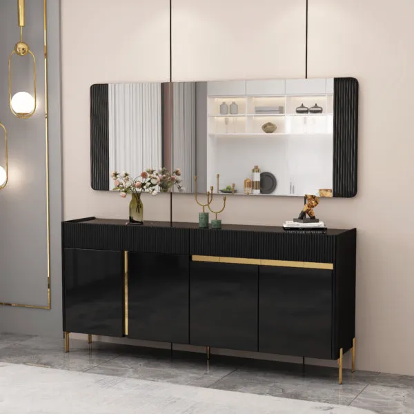 Bahut noir et doré 180×40×70 cm