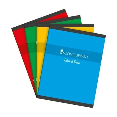 Cahier de dessin agrafé 24×32 cm 16 pages 120 g, uni assorti – Conquérant 7