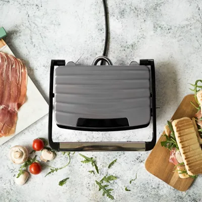 Grill viande et panini Livoo 750 W plaques antiadhésives gris noir