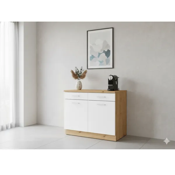 Buffet bas de cuisine Maria 1 m finition chêne