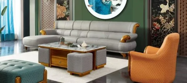 Canapé d'angle gris design contemporain