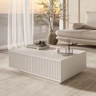 Table basse salon – modèle LN4, plateau blanc – LN4-W-TB