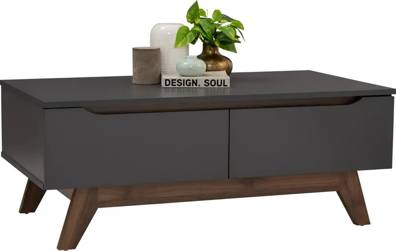 Table basse 2 tiroirs noire