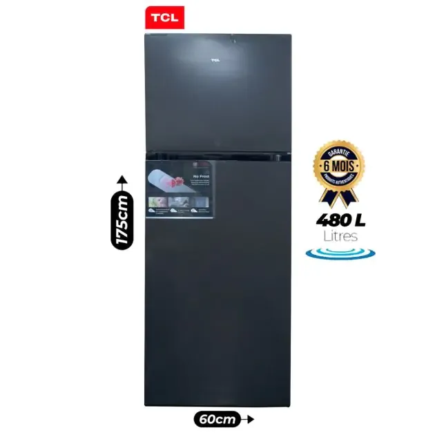Réfrigérateur combiné TCL No Frost 480 L, gris cendre