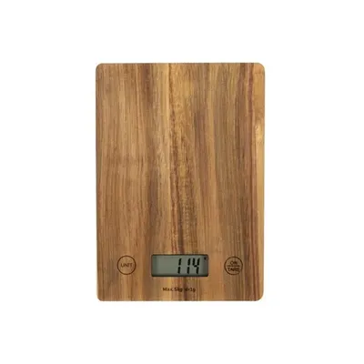 Balance de cuisine en bois d&rsquo;acacias capacité 5 kg pile incluse DOM492 Livoo
