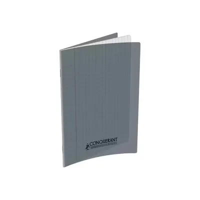 Cahier Classique 17*22cm 96 pages Grands Carreaux Seyès Couverture polypro Gris CONQUERANT