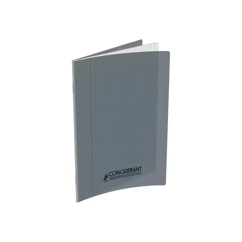 Cahier Classique 17*22cm 96 pages Grands Carreaux Seyès Couverture polypro Gris CONQUERANT