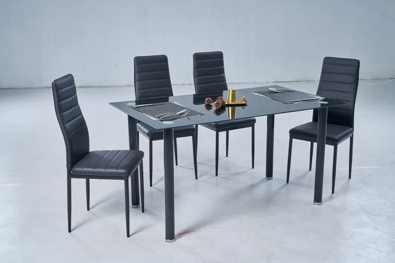 Salle à manger vitrée AVATAR – Table + 4 chaises