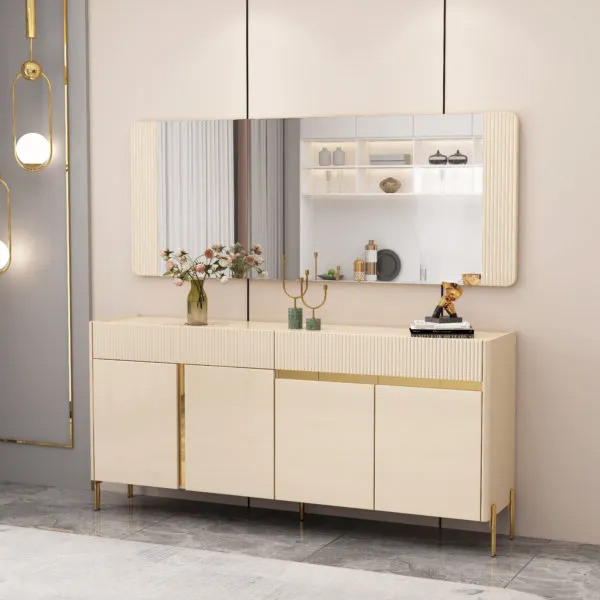 Bahut beige doré 180×40×70 cm