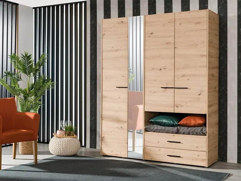 Armoire CAMBRIS 4 portes 2 tiroirs 161x54x205