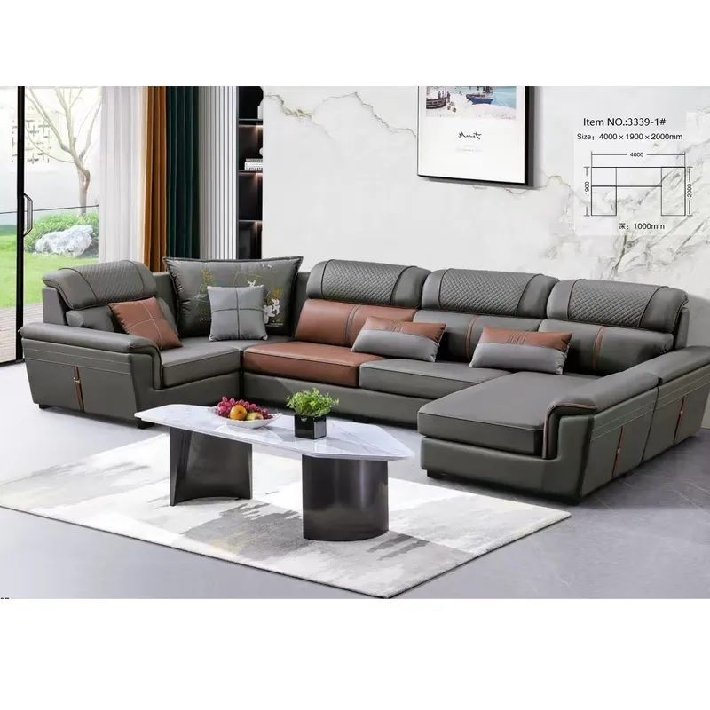 Salon d’angle panoramique en U – 7 places – 410x210x190 cm