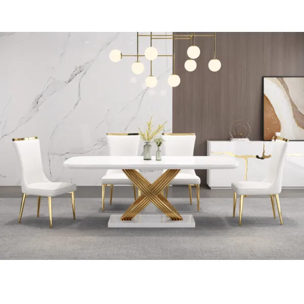 Table à manger 92344DT Gris Dore avec 8 chaises 12082