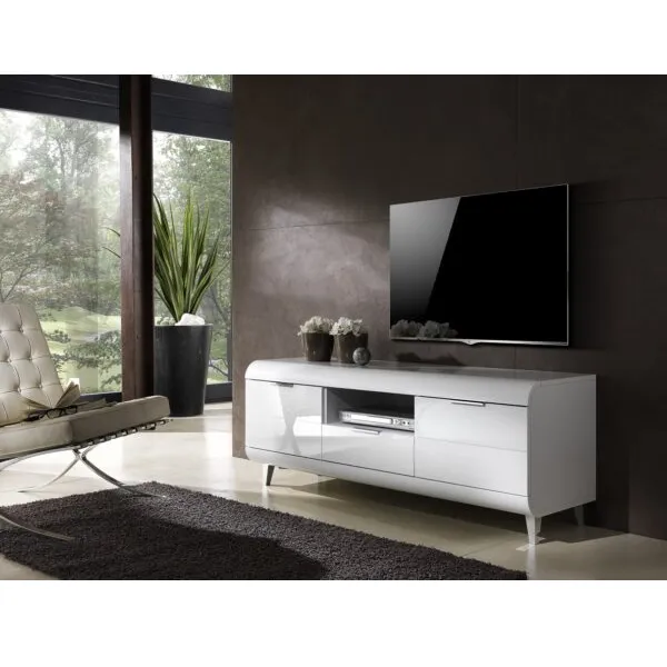 Meuble TV Vega blanc, 2 portes 1 tiroir