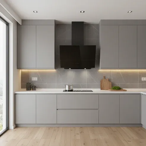 Hotte aspirante inclinée Cuisinam 60 cm double verre – Noire
