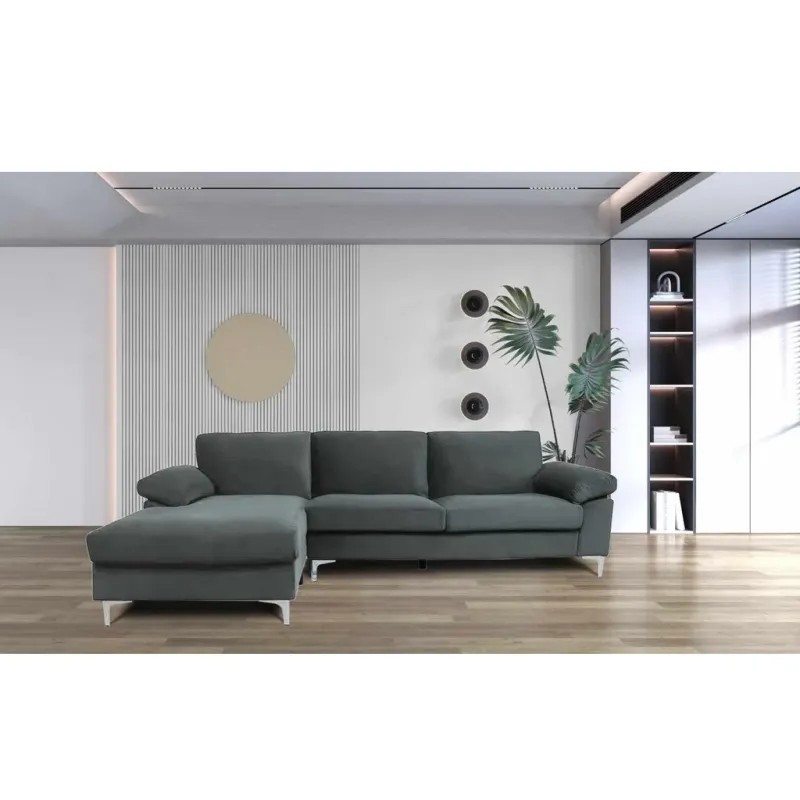 Canapé d'angle Kaveah 236 × 132 × 77 cm gris