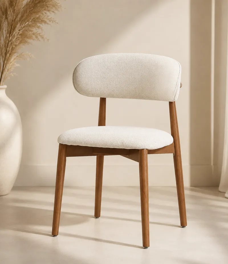 Chaise design scandinave – assise beige – 48×50×82 cm