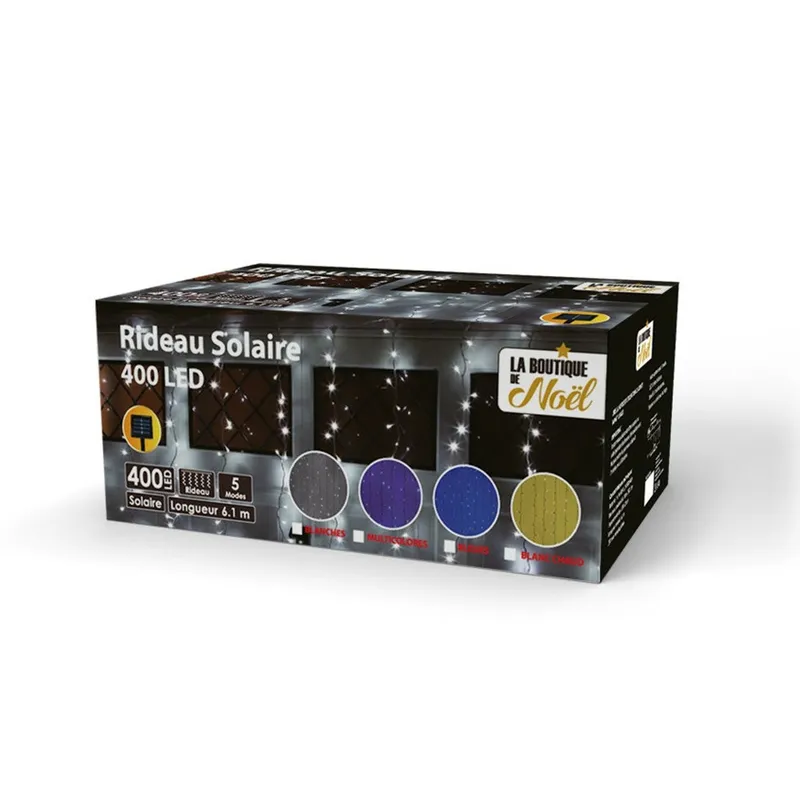 Rideau lumineux solaire 400 LED – décoration extérieure et intérieure