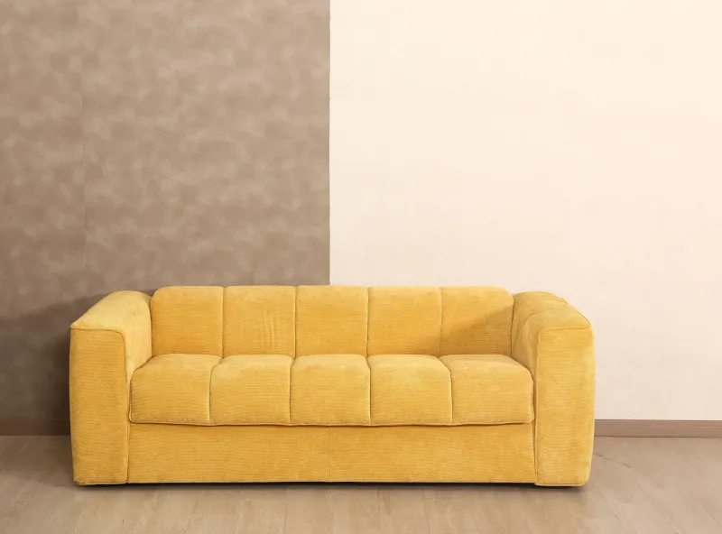 Canapé convertible 3 places Stella jaune 209×99×70 cm