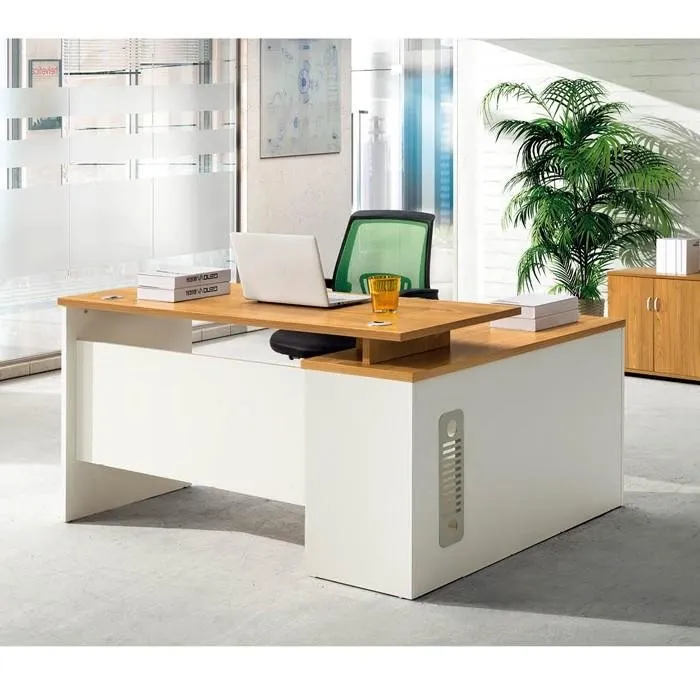 Bureau d'angle Séville 140×60×75 cm caisson intégré