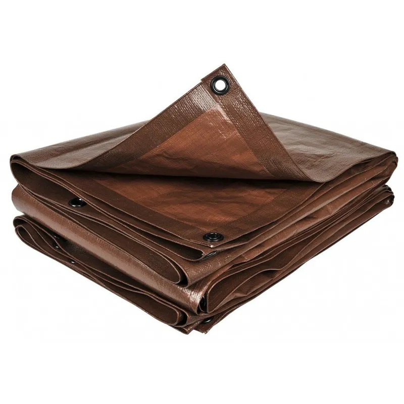 Bâche à bûches coloris marron — protection bois de chauffage pour extérieur
