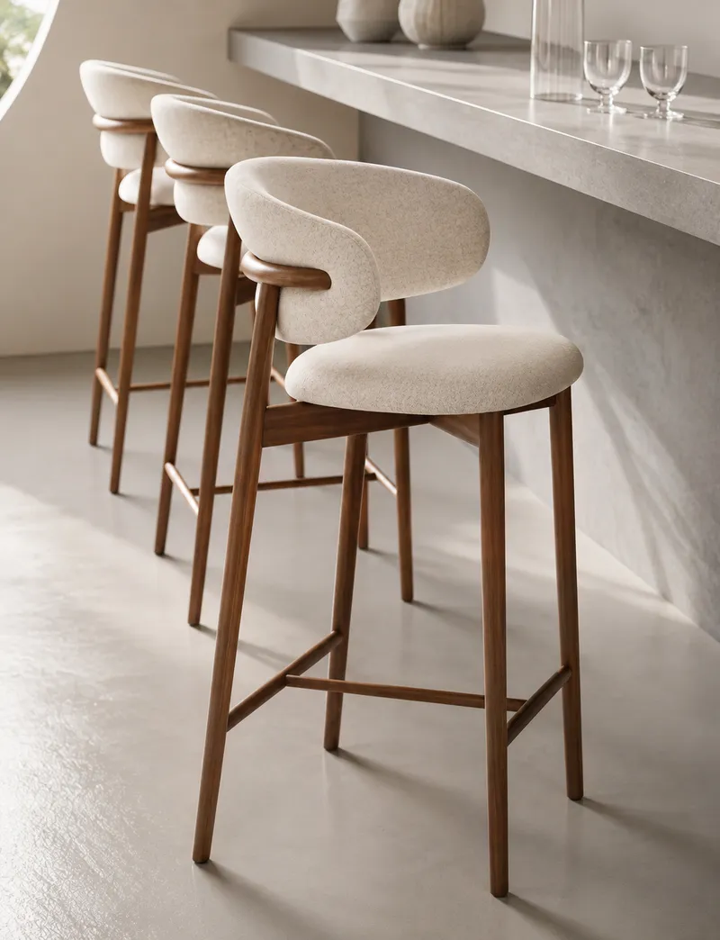 Chaise de bar style scandinave – assise beige – 48×50×98 cm