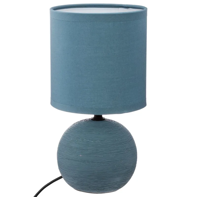 Lampe boule striee timeo H25CM ceramique bleu