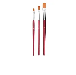 Sachet de 3 pinceaux brosse poils synthétiques Ferrule alu Manche bois