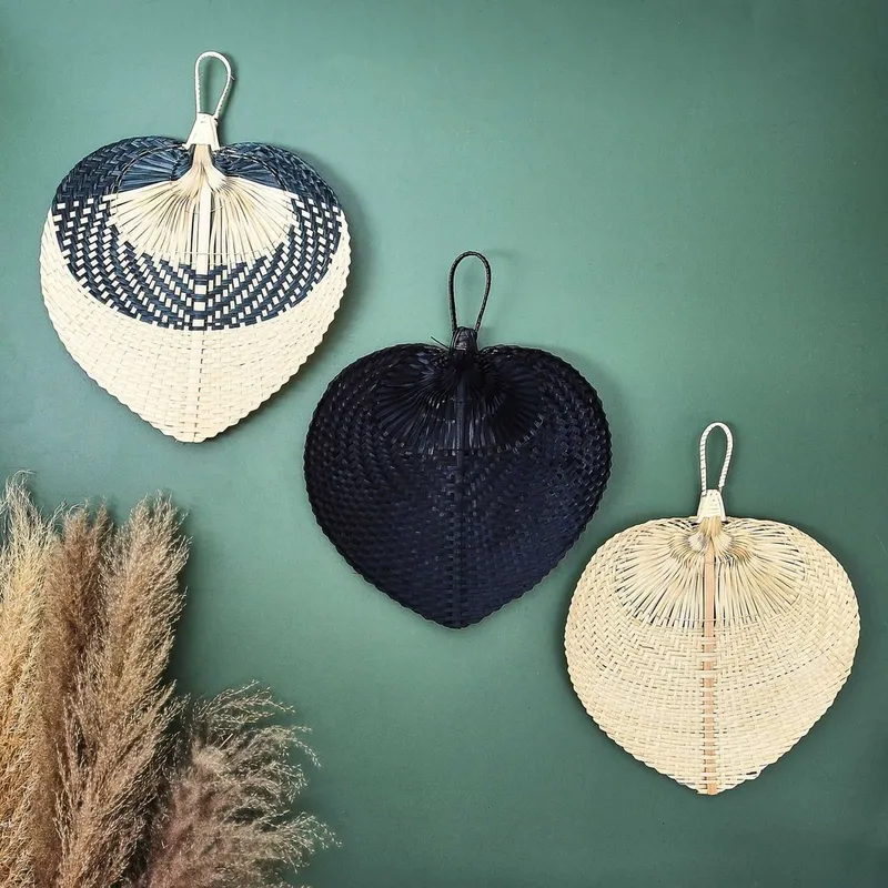 Lot de 3 decoration murale feuille en bambou