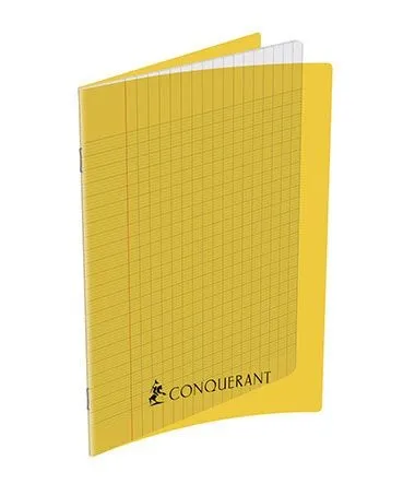 Cahier 17×22 cm 192 pages Seyès agrafé couverture jaune Conquérant