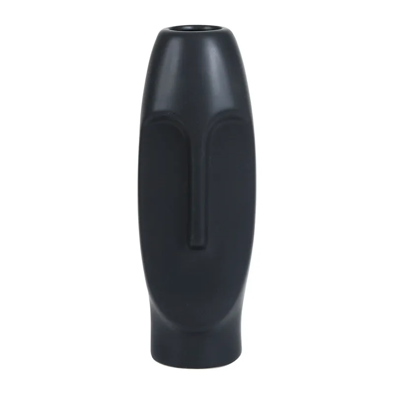 Vase face noir 11.5X10.5XH31CM