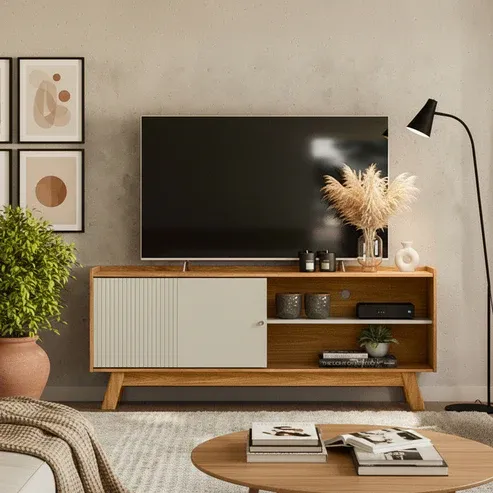 Meuble TV AURUM blanc 160 × 66 × 36 cm