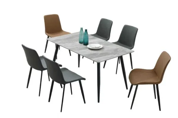 Table à manger blanc effet marbre C128 130×70 cm