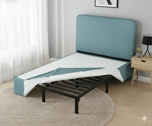 Sommier tapissier avec tête de lit 160×200×30 cm gris