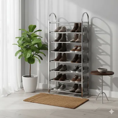 Étagère de rangement aluminium 7 niveaux – 60×23×115 cm