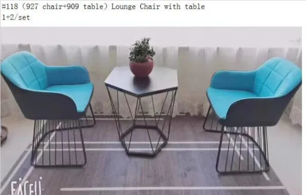Ensemble table 909/927 + 2 chaises