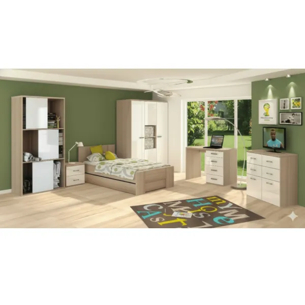 Chambre a coucher ul25be0205 lit120x200/commode/1chevet/armoire 3portes /bureau /bibliotheque
