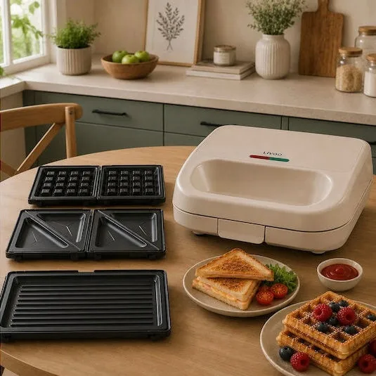 Appareil 3 en 1 croque-monsieur, gaufrier et grill