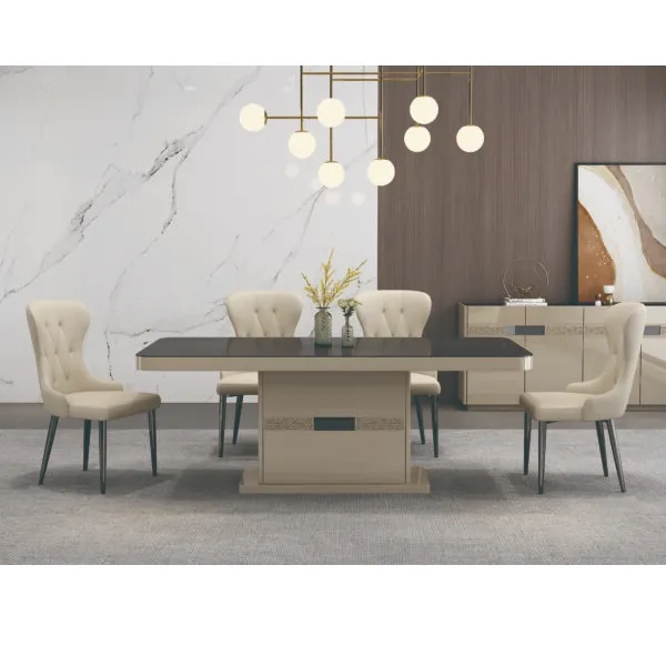 Table à manger 92496 Beige – Dore 2000X100X750 avec 8 chaises 11862
