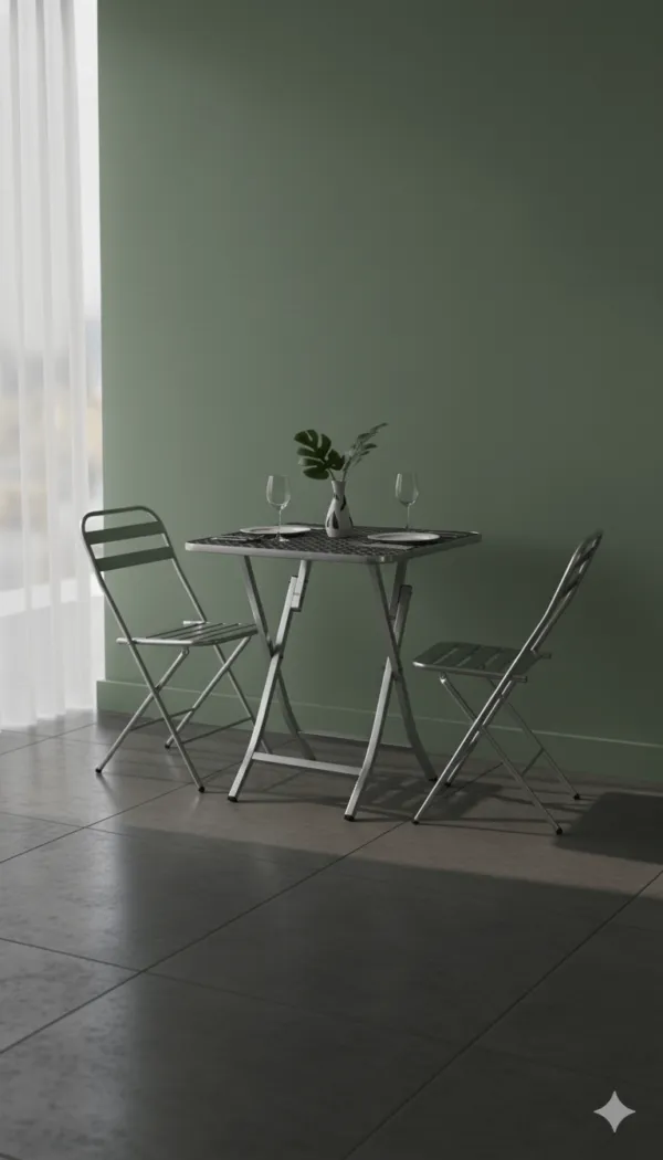 Table alu avec 2 chaises pliable 18334