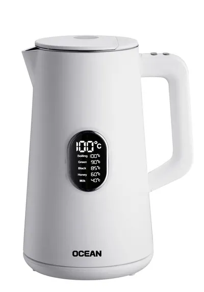 Bouilloire numérique sans fil blanche 1,5L 1800W