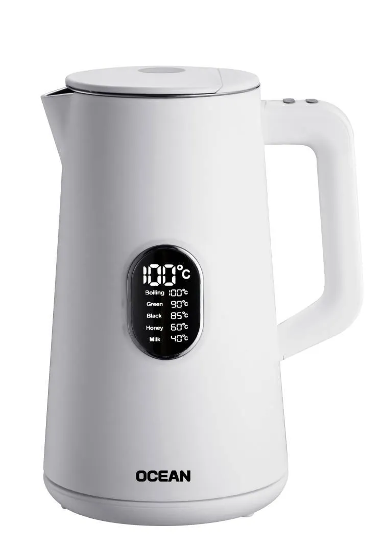 Bouilloire numérique sans fil blanche 1,5L 1800W