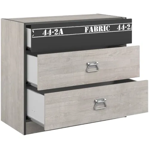 Commode enfant Fabric 3 tiroirs Gris foncé