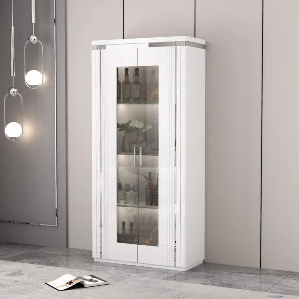 Vitrine en verre 2 portes 90×40×190 cm