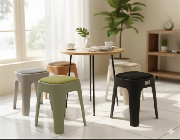 Tabouret plastique carré empilable, coloris au choix