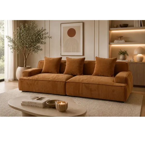 SALON 5PLACES M836 260X104X75 MARRON