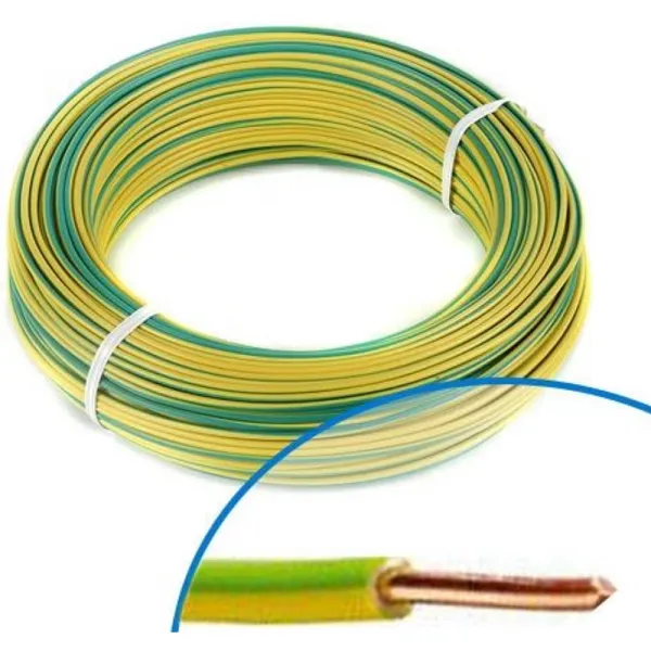 Cable Rigide H07 Rpc Ø 1.5 mm VERT/JAUNE (rouleau de 100M) RAL_1021_6018