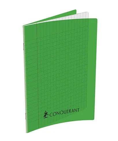 Cahier d'écriture 17×22 cm 32 pages Seyès 3 mm couverture verte Conquérant