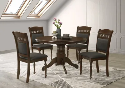 Salle à manger wengé : table 1,20 m + 4 chaises